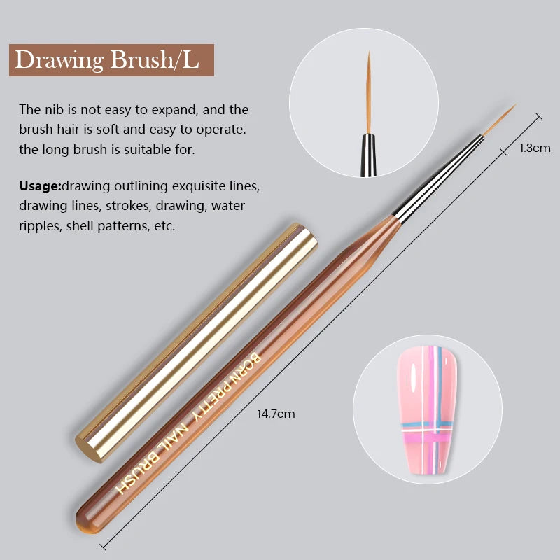 Born Pretty Nail Art Brush – Pennello per Decorazioni Unghie (1 Pezzo)