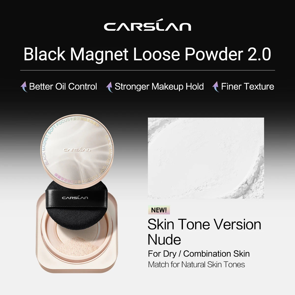 CARSLAN Black Magnetic Loose Powder – Cipria Lunga Tenuta