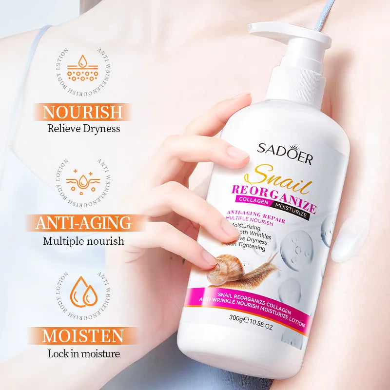 SADOER Snail Collagen Body Lotion – Crema Corpo Idratante e Anti-Age (300g)