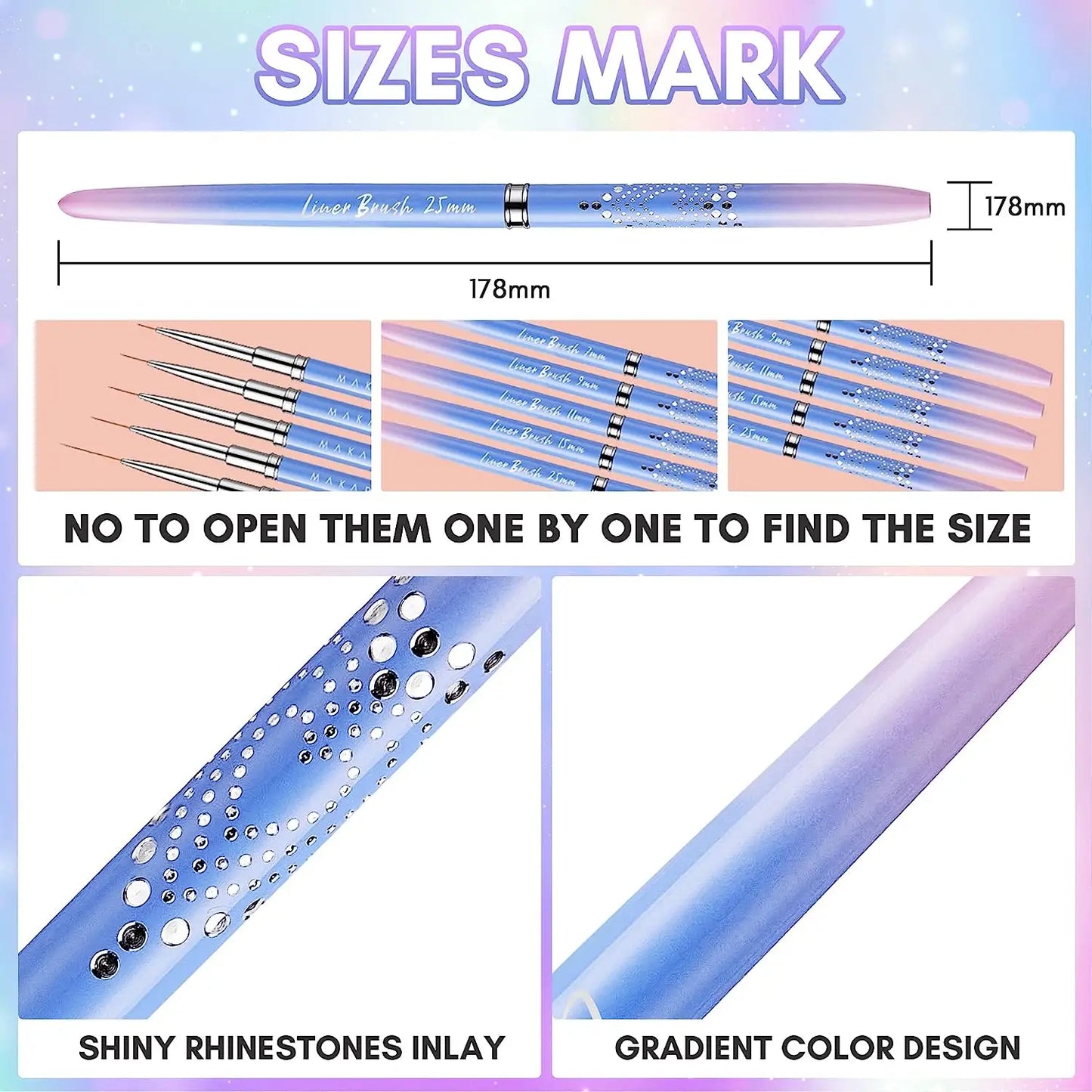 Makartt Nail Art Liner Brushes – Set 5 pezzi