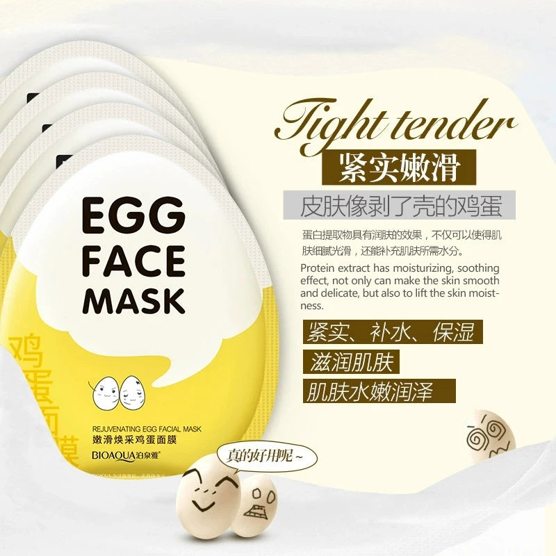 BIOAQUA Egg Facial Mask – Idratazione, Elasticità e Luminosità 10pz
