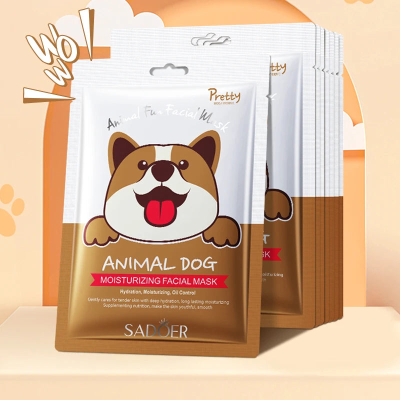 SADOER Animal Pattern Face Masks – Maschere Viso Idratanti e Anti-Age (5 pz)