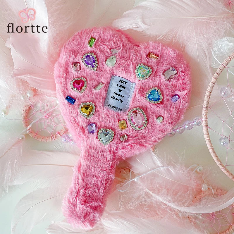 FLORTTE Plush Love Makeup Handle Mirror