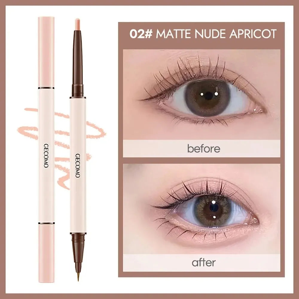 GECOMO Double-Ended Lying Silkworm Pencil – Eyeliner & Shimmer Eyeshadow