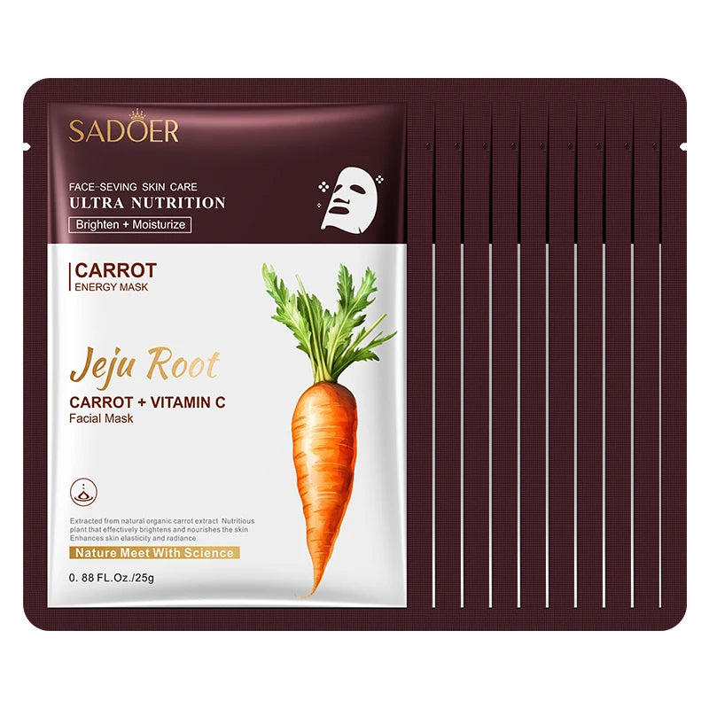 SADOER Carrot Vitamin C Face Mask – Maschere Viso Illuminanti e Idratanti (5/10pz)