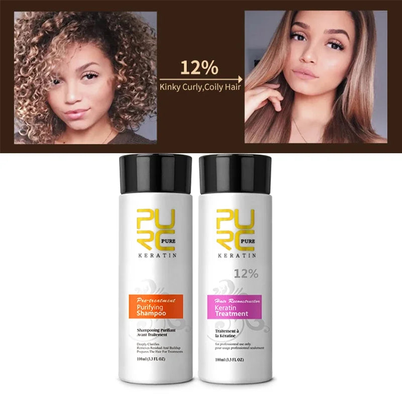 PURC Brazilian Keratin Hair Treatment + Purifying Shampoo – Lisciatura e Trattamento Professionale