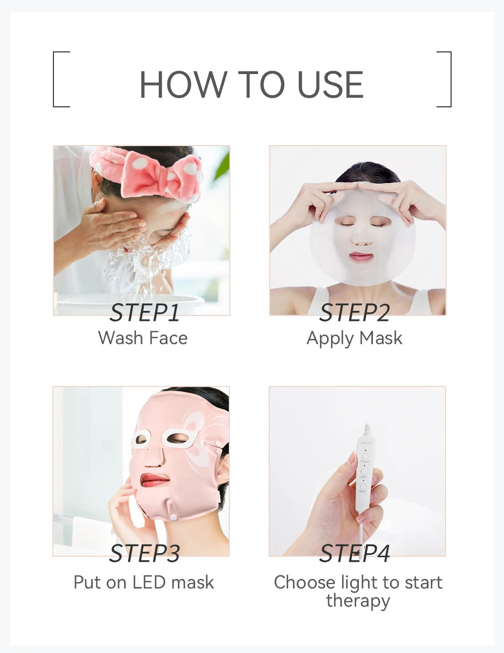 ANLAN Facial LED Mask – 5 Color LED Therapy
