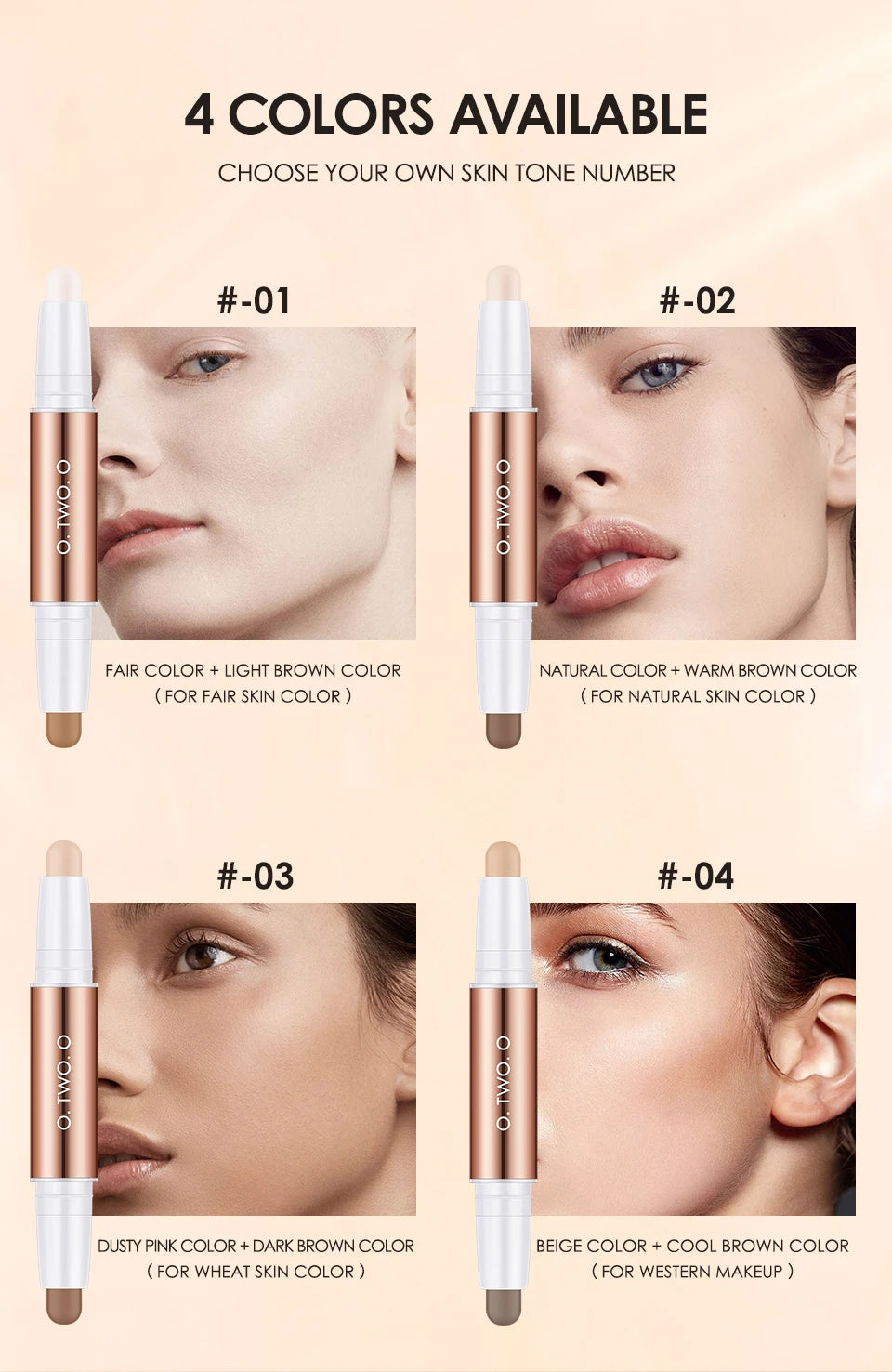 O.TWO.O Double Head Contour Stick – Highlight & Bronzer