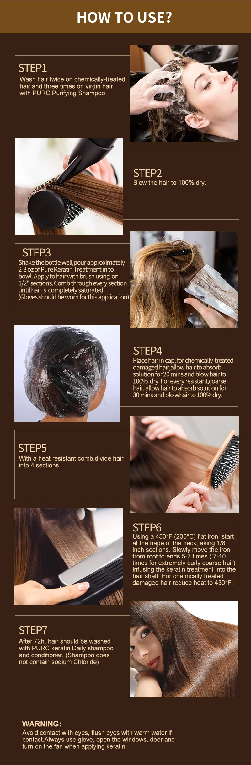 PURC Brazilian Keratin Hair Treatment – Trattamento Lisciante e Nutriente (1000 ml)