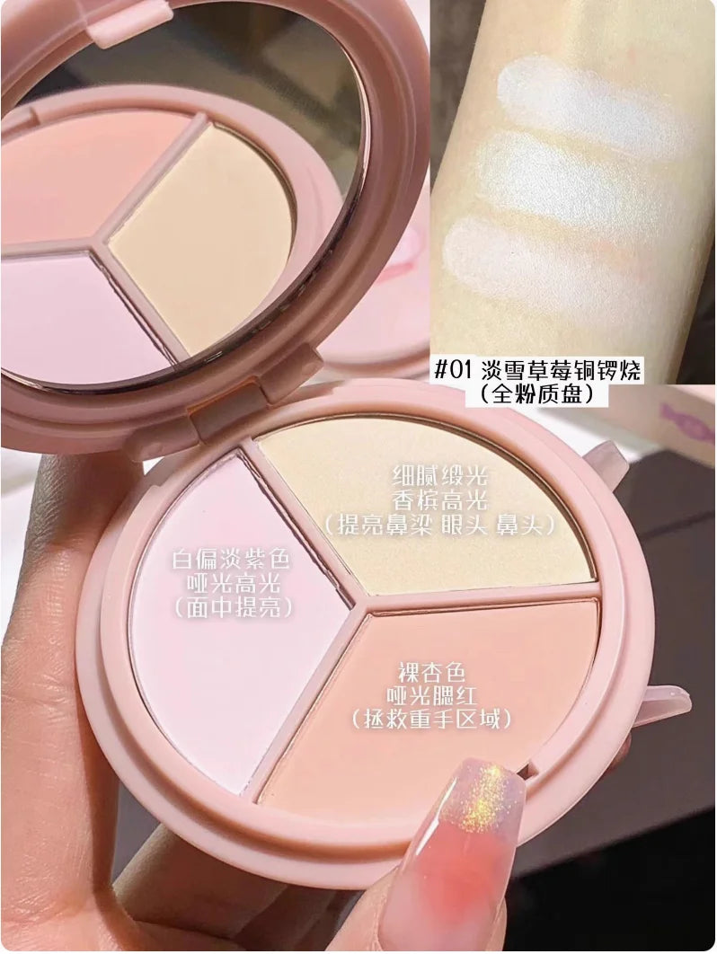 LEEMEMBER 3-Color Blush & Highlighter Palette