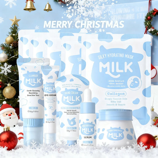 LAIKOU 10PCS Milk Nourish Skincare Set – Face & Hand Dual Care