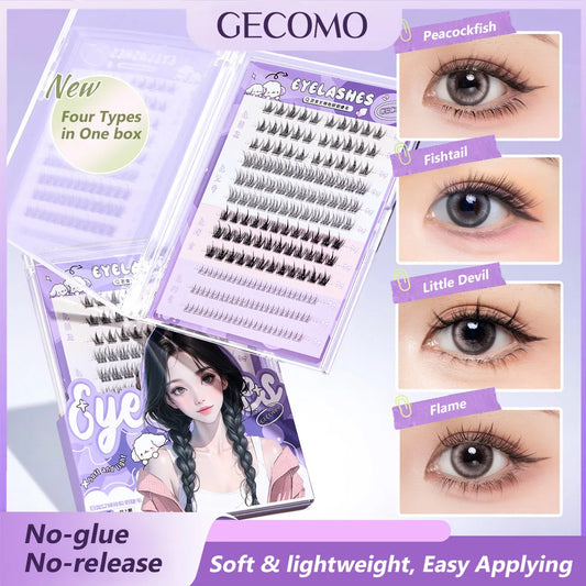 GECOMO Segmented C-Curl False Eyelashes – Four Types in One Box