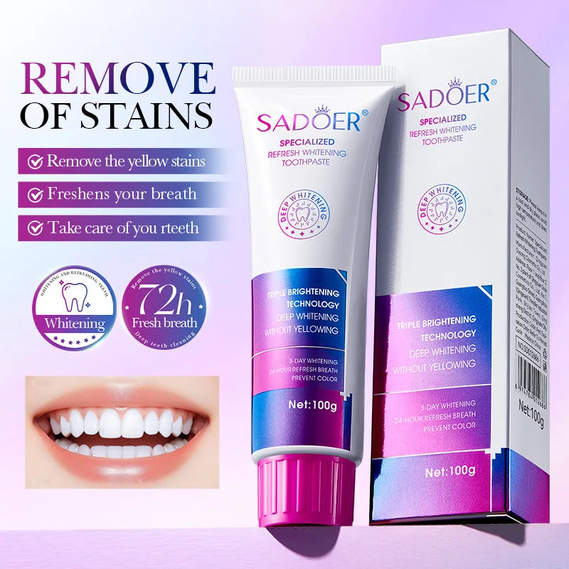 SADOER Fresh Whitening Toothpaste – Dentifricio Sbiancante e Alito Fresco