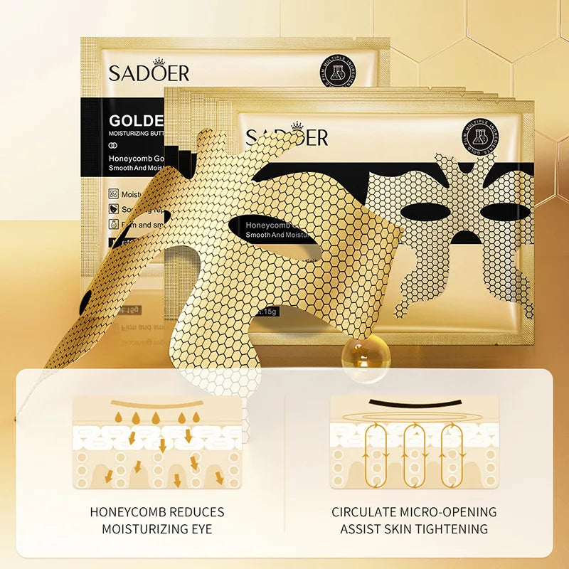 SADOER Peptide Golden Collagen Eye Mask – Maschere Contorno Occhi Idratanti e Anti-Rughe (10 pz)