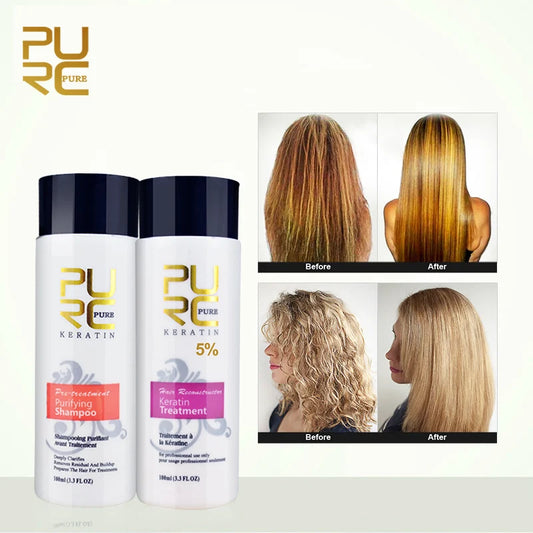 PURC Brazilian Keratin Hair Treatment + Purifying Shampoo – Lisciatura e Trattamento Professionale
