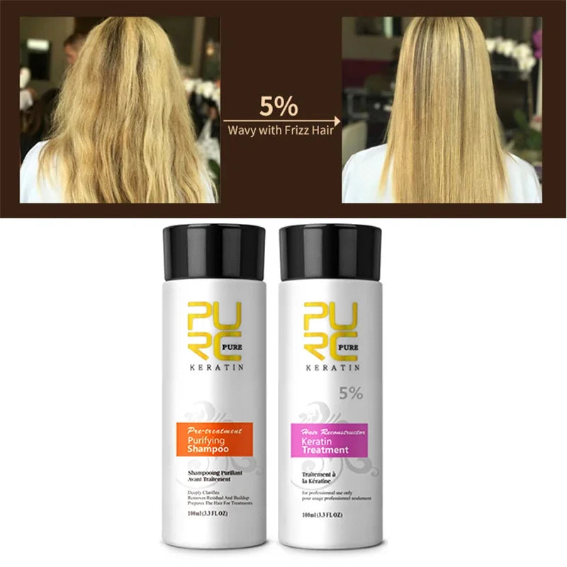 PURC Brazilian Keratin Hair Treatment + Purifying Shampoo – Lisciatura e Trattamento Professionale