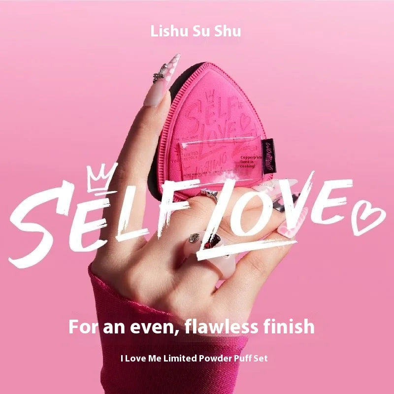 Lishu Set 2 Puff Triangolari + Astuccio Self Love