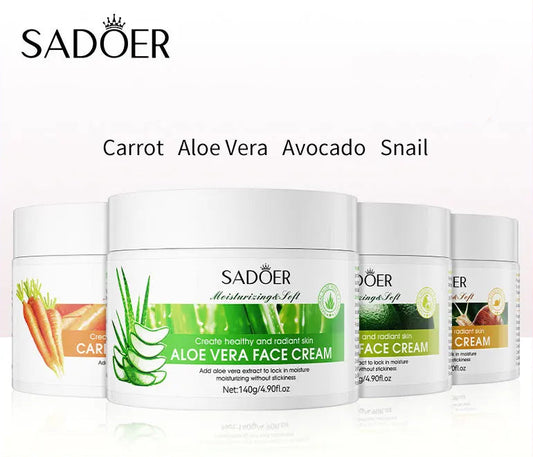 SADOER Plant Face Cream Collection – Bava di Lumaca, Carota, Aloe & Avocado