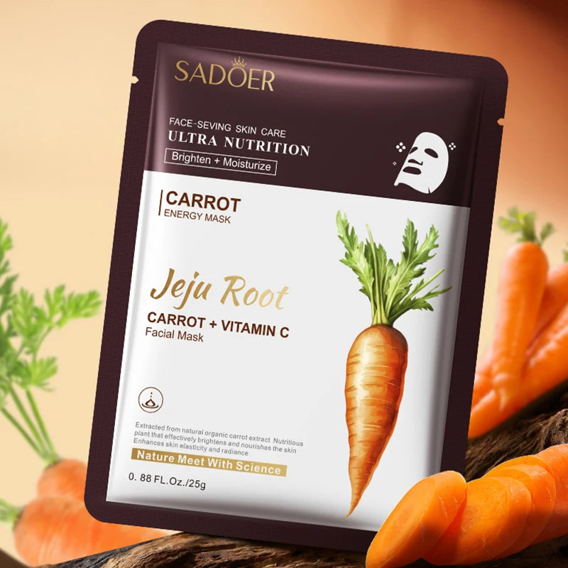 SADOER Carrot Vitamin C Face Mask – Maschere Viso Illuminanti e Idratanti (5/10pz)