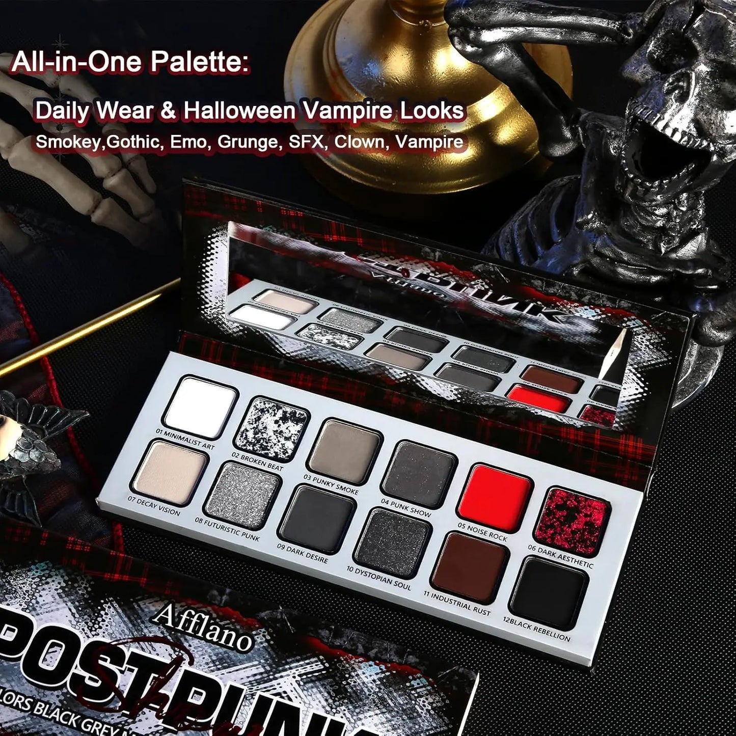AFFLANO Post-Punk Show 12 Colors Black Eyeshadow Palette