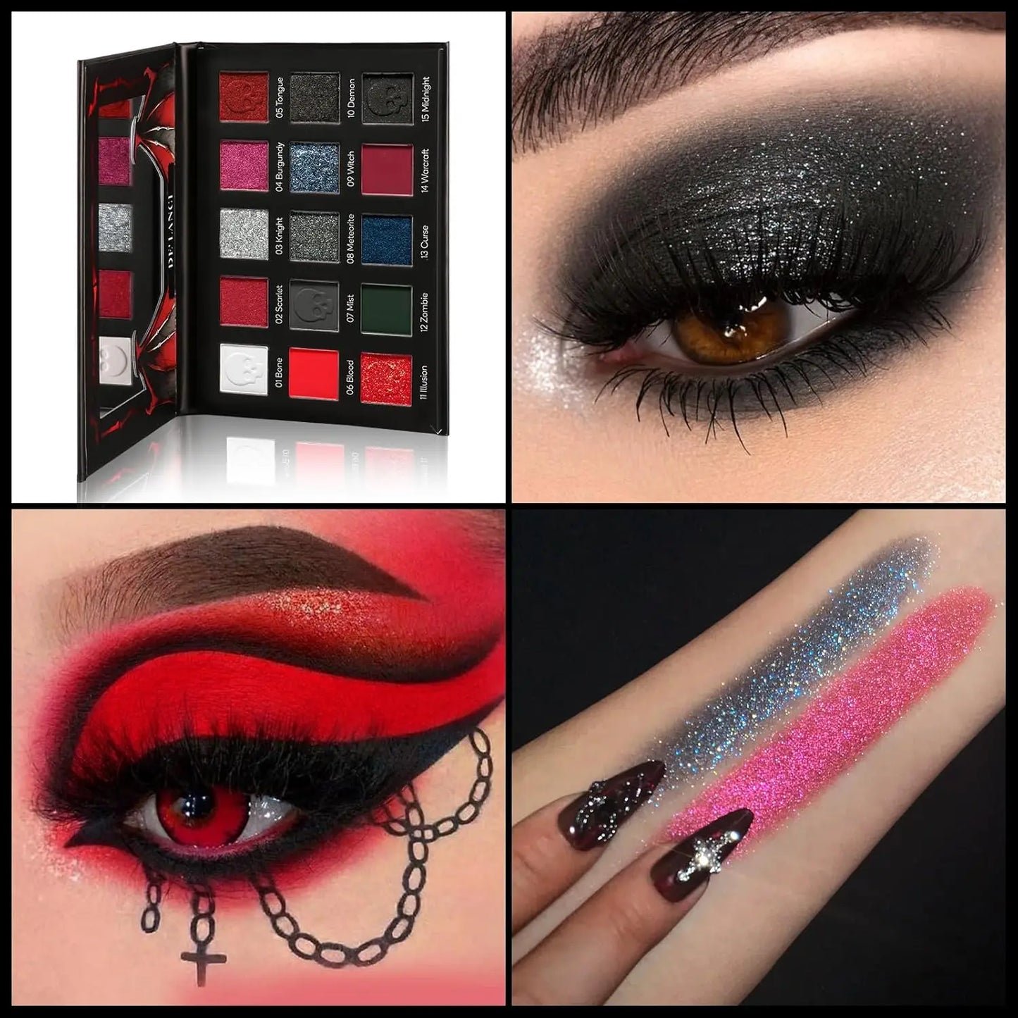 DE‘LANCI – Warcraft Illusion 15 Colors Red & Black Eyeshadow