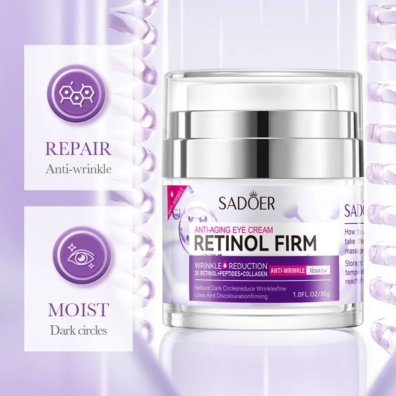 SADOER Retinol Eye Cream – Crema Contorno Occhi Illuminante e Rassodante