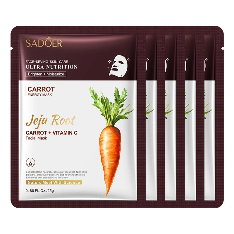 SADOER Carrot Vitamin C Face Mask – Maschere Viso Illuminanti e Idratanti (5/10pz)