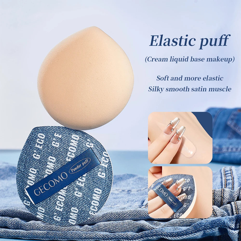 GECOMO Two-Piece Denim Blue Powder Puff Set