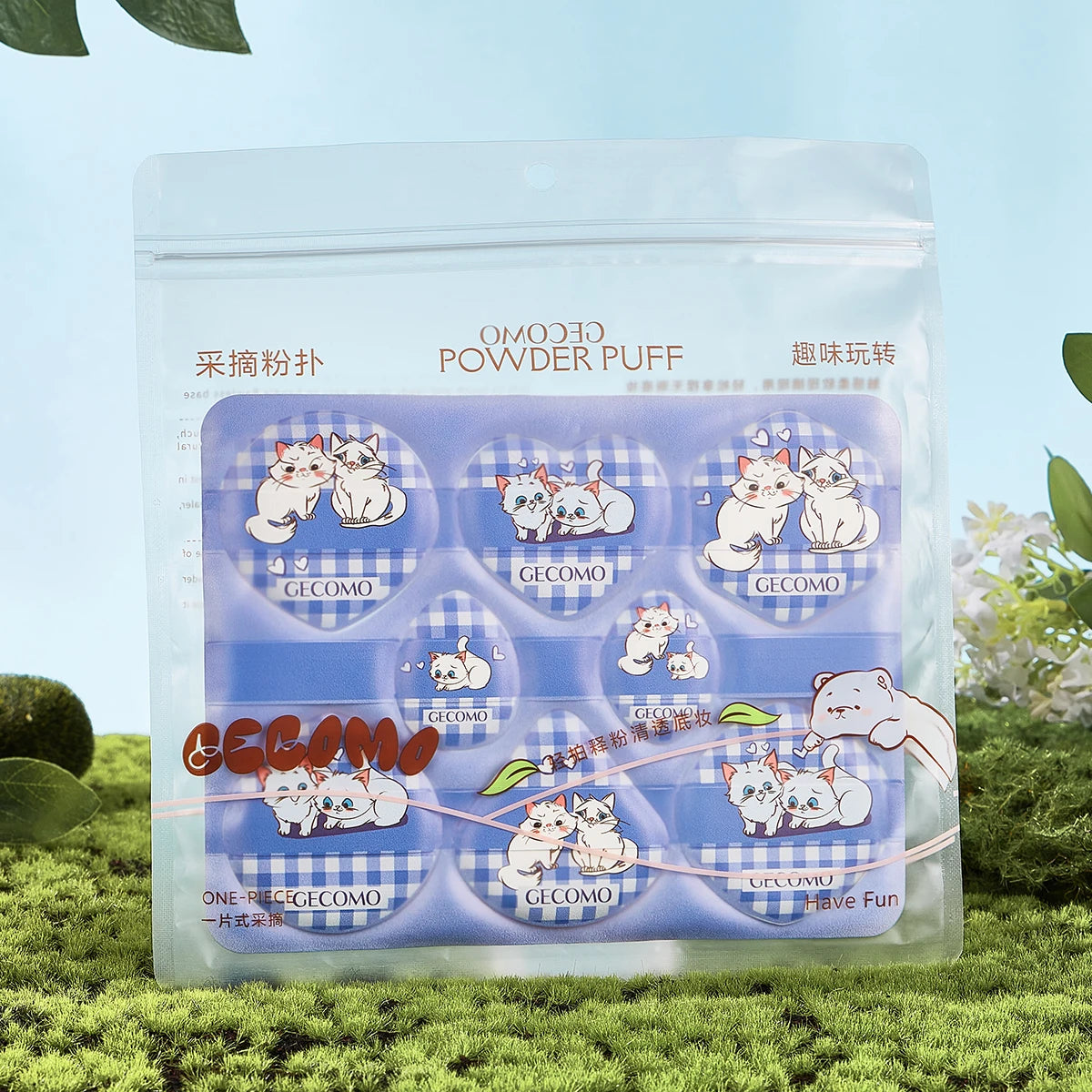 GECOMO 8-Piece Peach Powder Puff Series – Wet & Dry Dual Use (4 varianti)