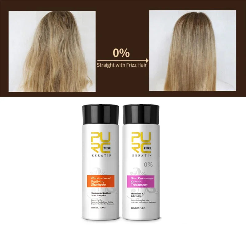 PURC Brazilian Keratin Hair Treatment + Purifying Shampoo – Lisciatura e Trattamento Professionale