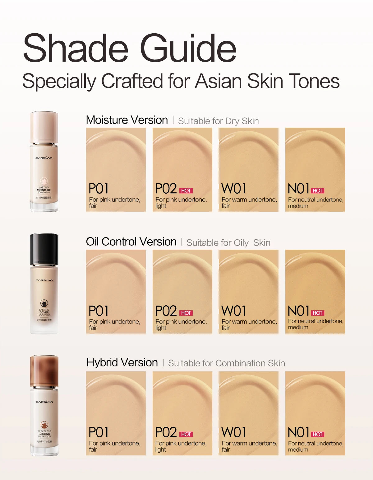 CARSLAN Long-Lasting Liquid Foundation – Full Coverage & Hydrating
