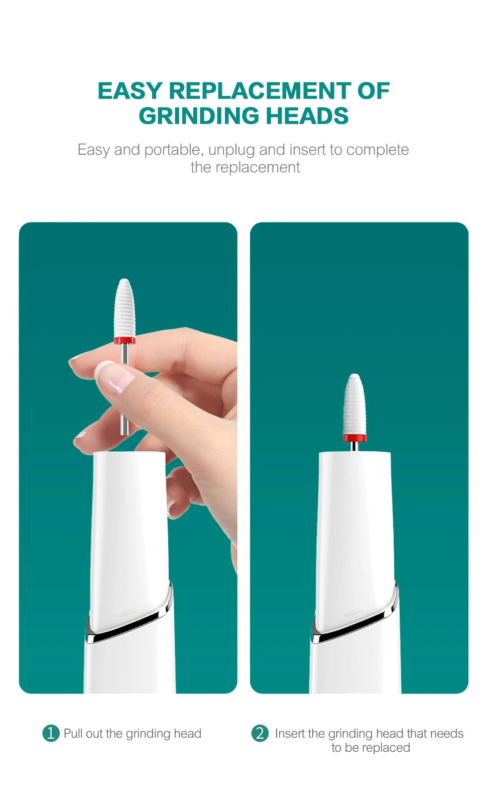 Nailpop Mini Fresa Elettrica Unghie – Portatile & Ricaricabile