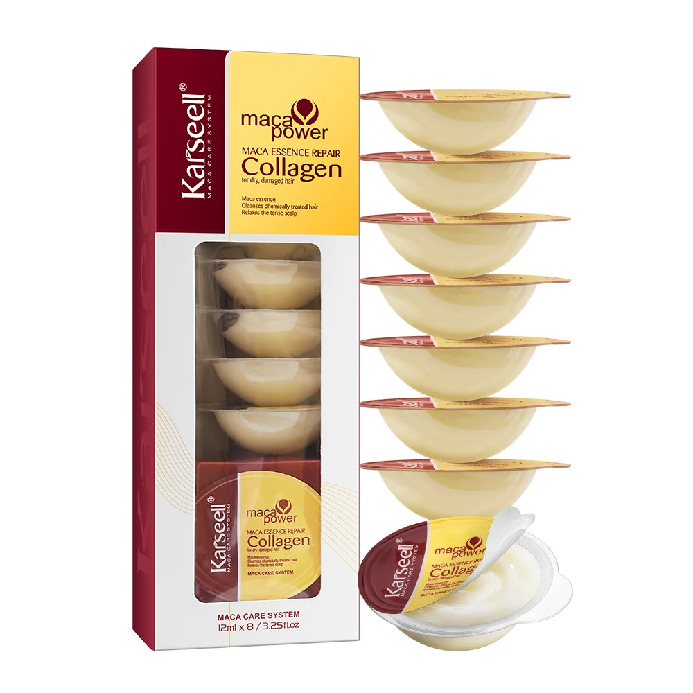 Karseell 8 Pack Collagen Hair Mask – Trattamento Rigenerante per Capelli Secchi e Danneggiati