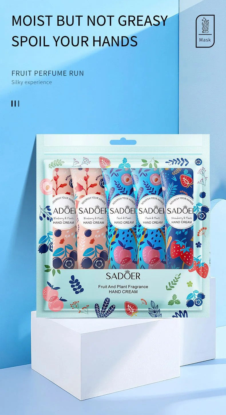 SADOER Fruit & Flower Hand Cream Set – Set di Creme Mani Idratanti e Riparatrici (5pz)
