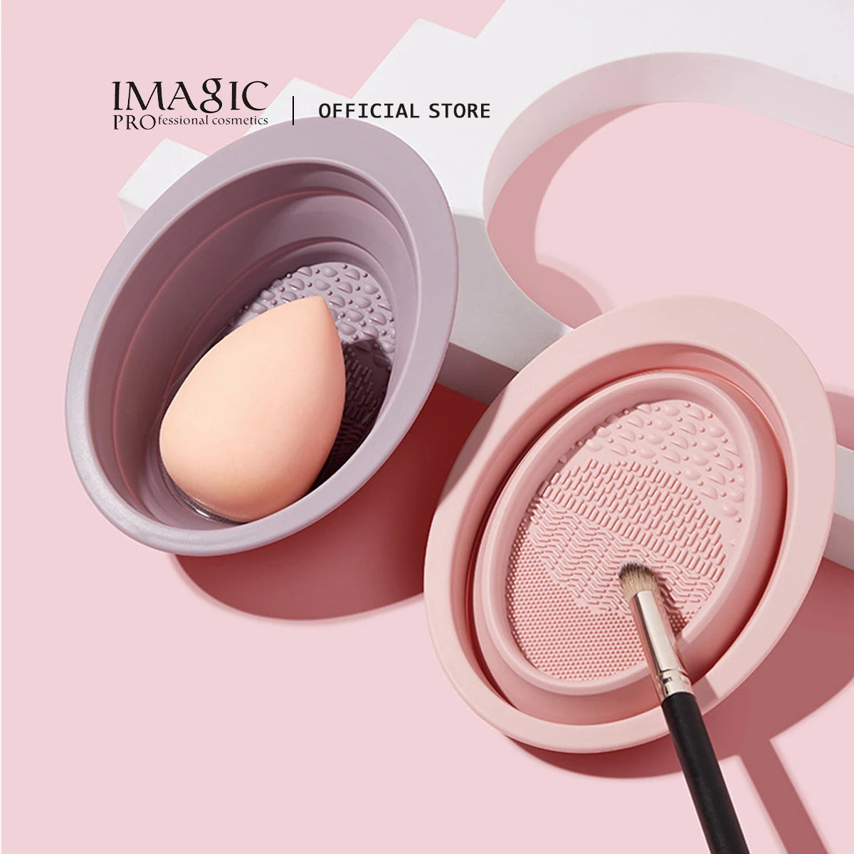 IMAGIC Silicone Makeup Brush Cleaner & Scrubber Box