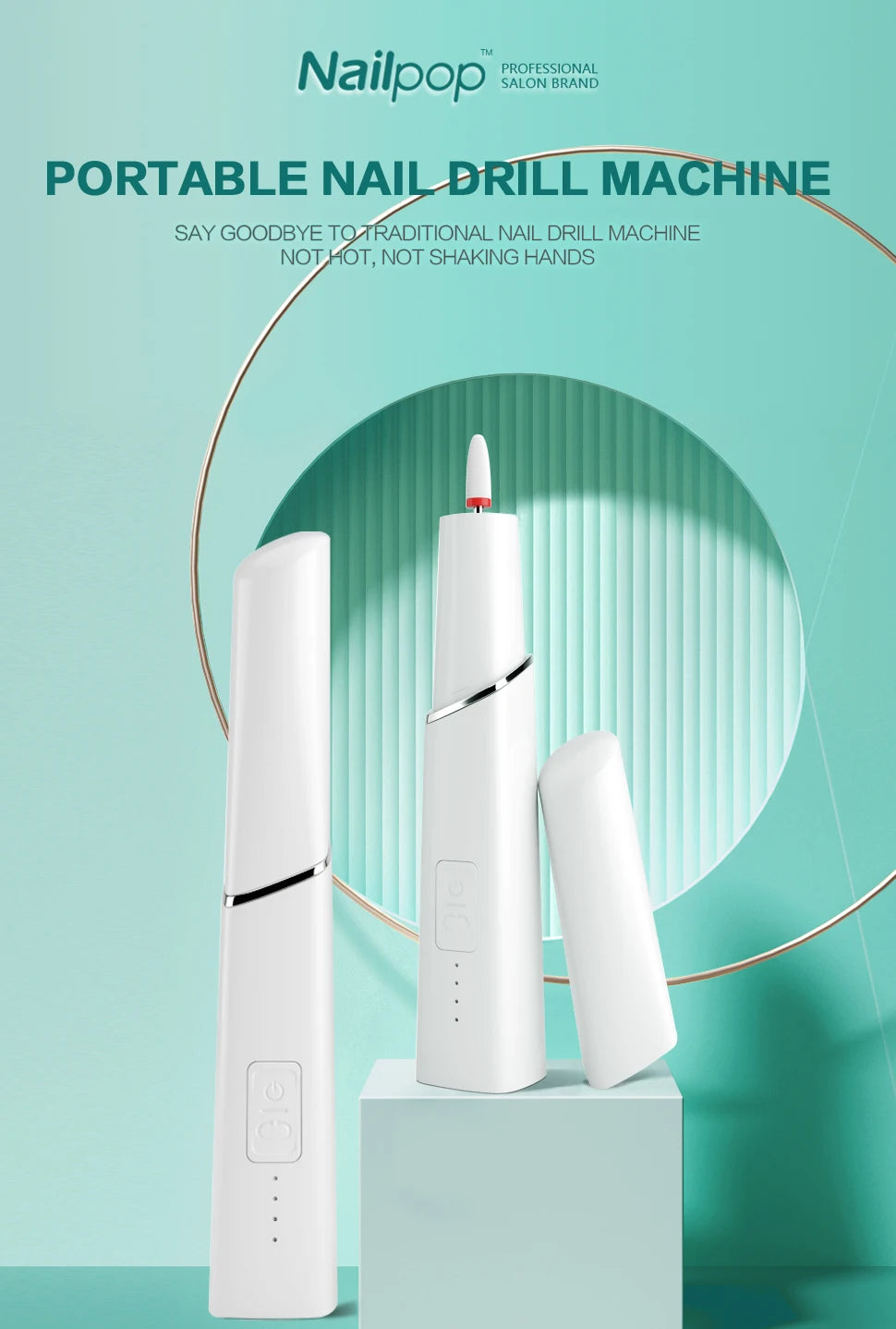 Nailpop Mini Fresa Elettrica Unghie – Portatile & Ricaricabile