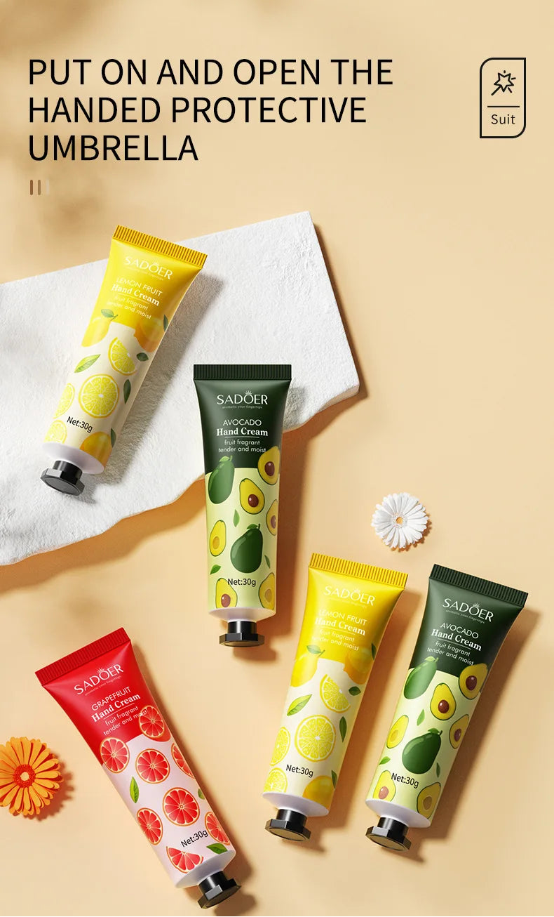SADOER Fruit & Flower Hand Cream Set – Set di Creme Mani Idratanti e Riparatrici (5pz)
