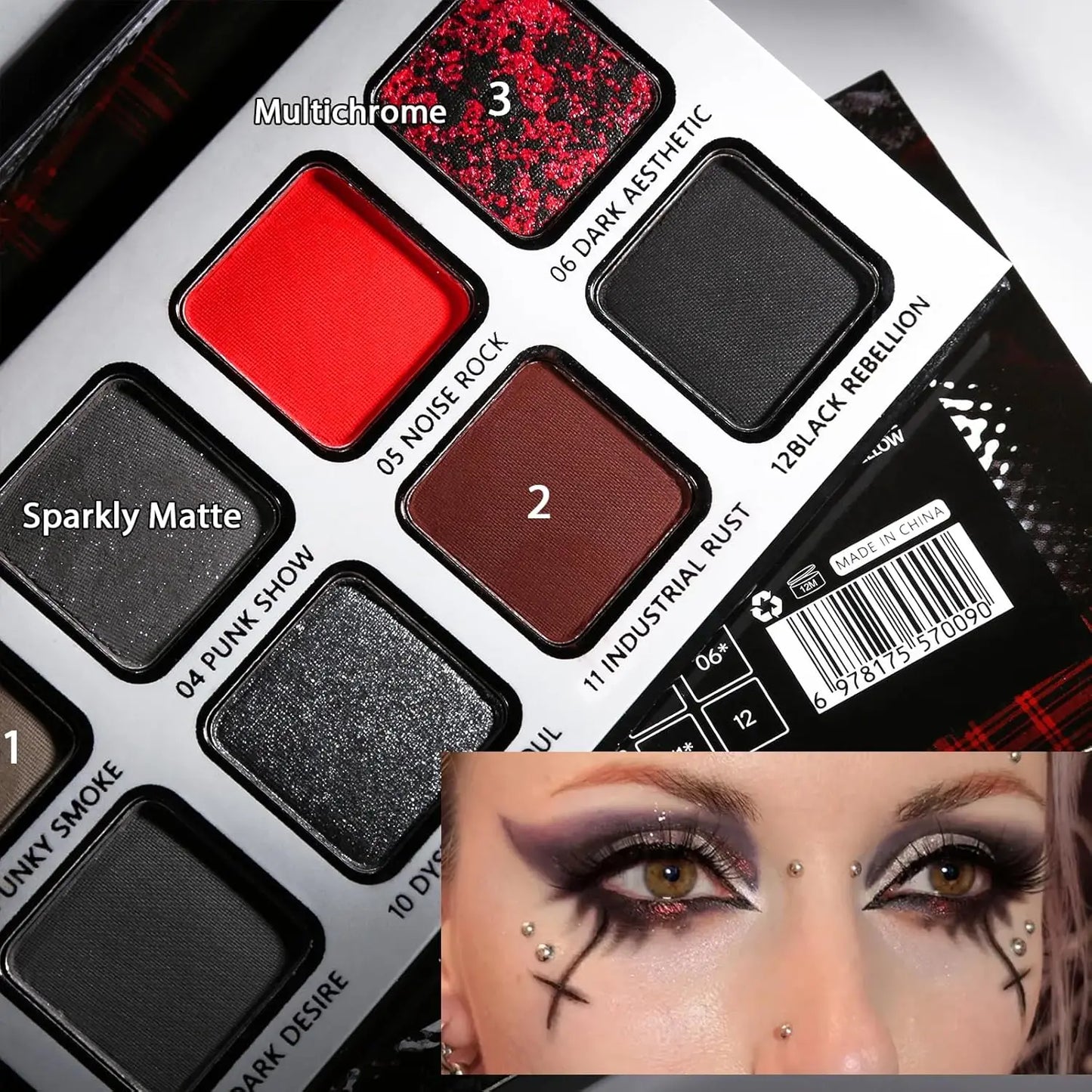 AFFLANO Post-Punk Show 12 Colors Black Eyeshadow Palette