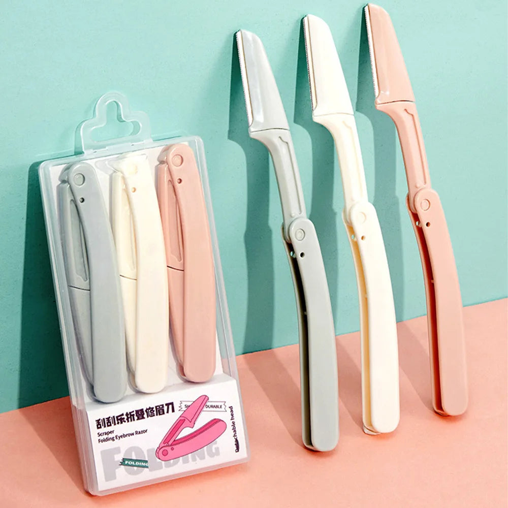 GECOMO 3-Piece Mixed Color Foldable Eyebrow Trimmer Set
