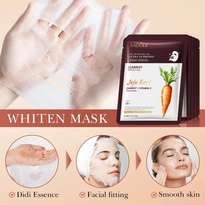 SADOER Carrot Vitamin C Face Mask – Maschere Viso Illuminanti e Idratanti (5/10pz)