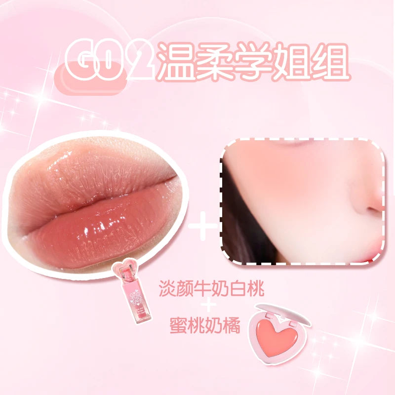 Gogotales Love at First Sight Lip Gloss Blush Cream Set