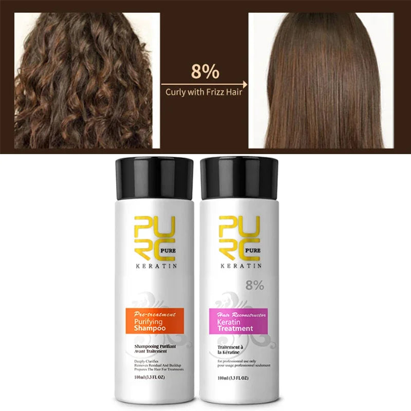 PURC Brazilian Keratin Hair Treatment + Purifying Shampoo – Lisciatura e Trattamento Professionale