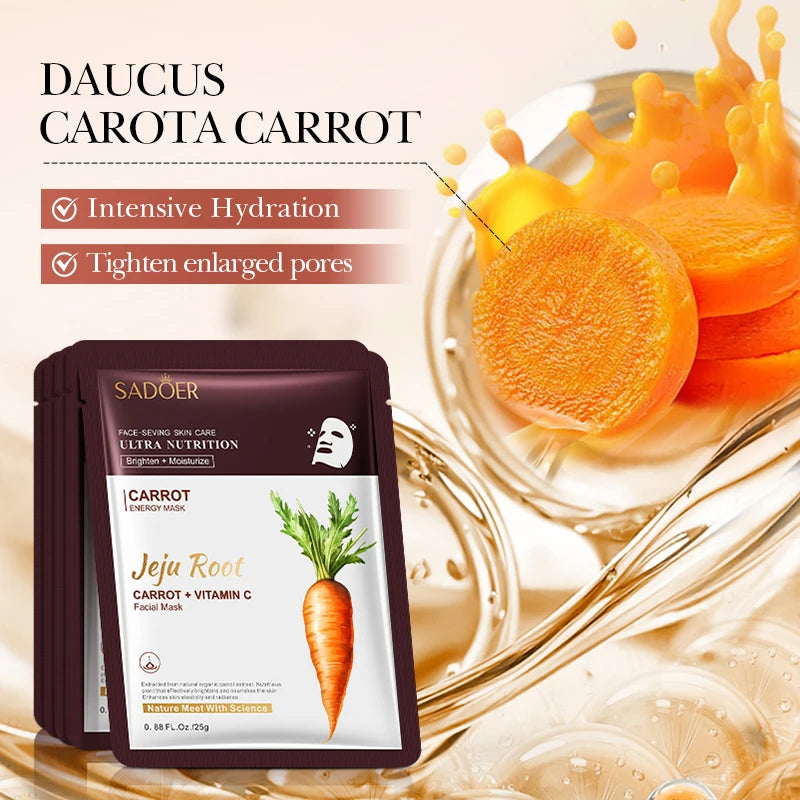 SADOER Carrot Vitamin C Face Mask – Maschere Viso Illuminanti e Idratanti (5/10pz)