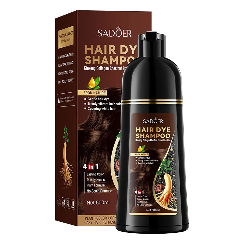 SADOER Ginger & Ginseng Hair Dye Shampoo – Colore Naturale Coprente