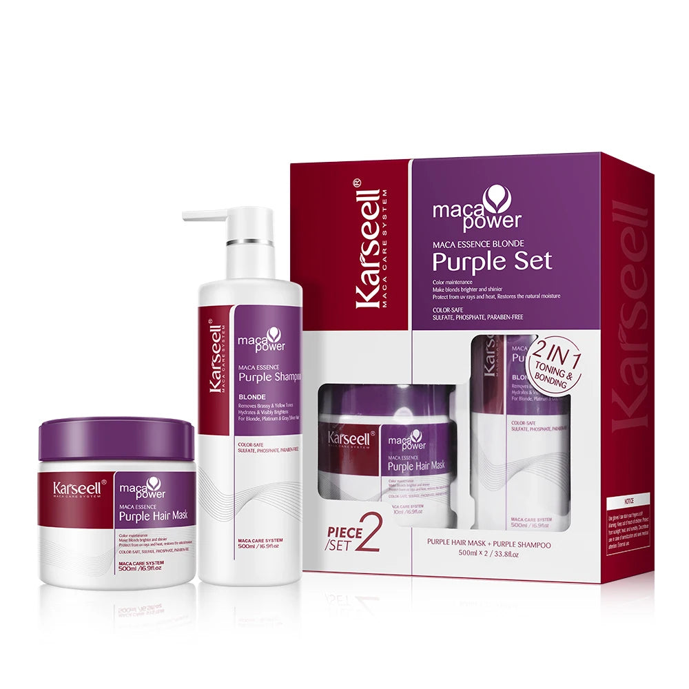 Karseell Purple Shampoo + Purple Hair Mask – Set Correttivo Viola Anti-Giallo