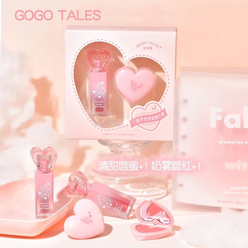 Gogotales Love at First Sight Lip Gloss Blush Cream Set