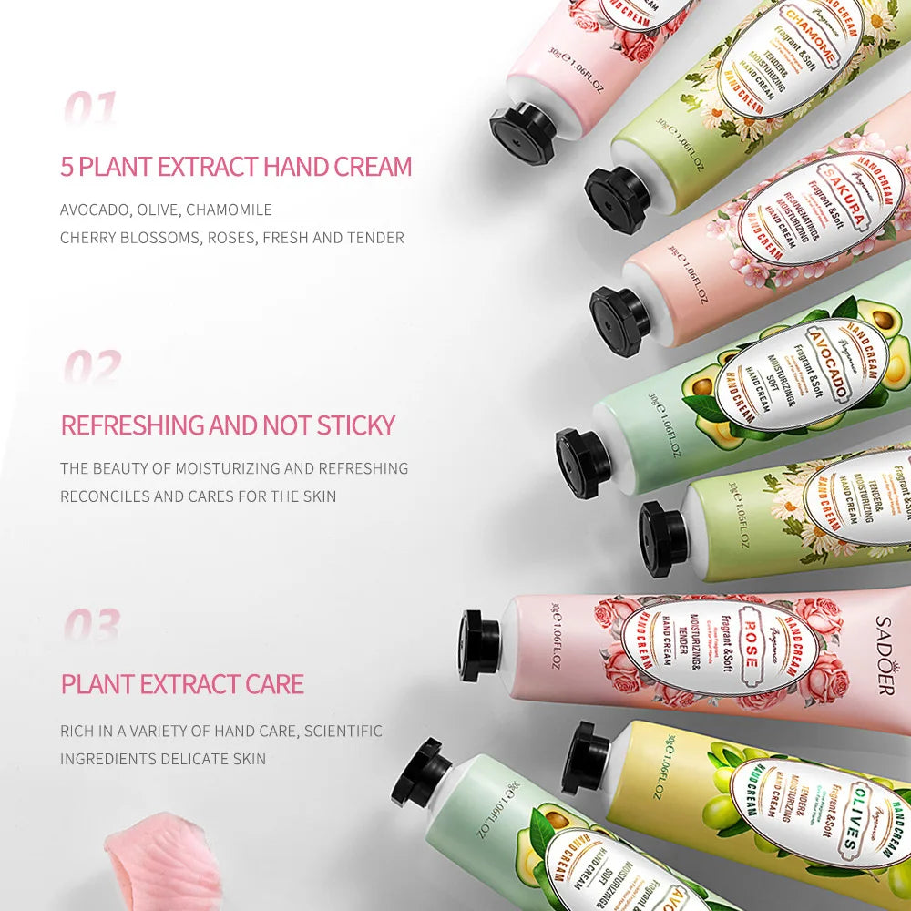 SADOER Fruit & Flower Hand Cream Set – Set di Creme Mani Idratanti e Riparatrici (5pz)