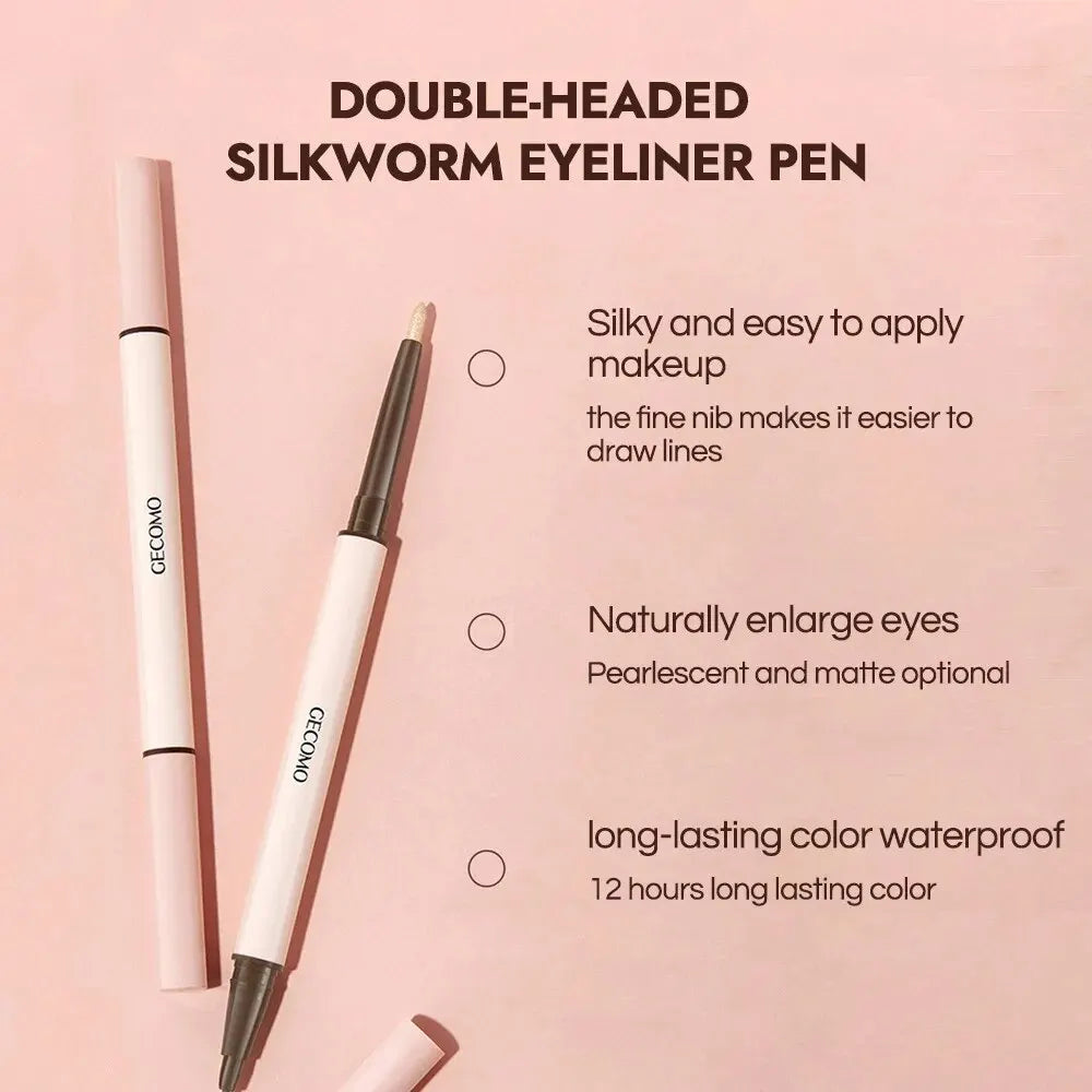 GECOMO Double-Ended Lying Silkworm Pencil – Eyeliner & Shimmer Eyeshadow