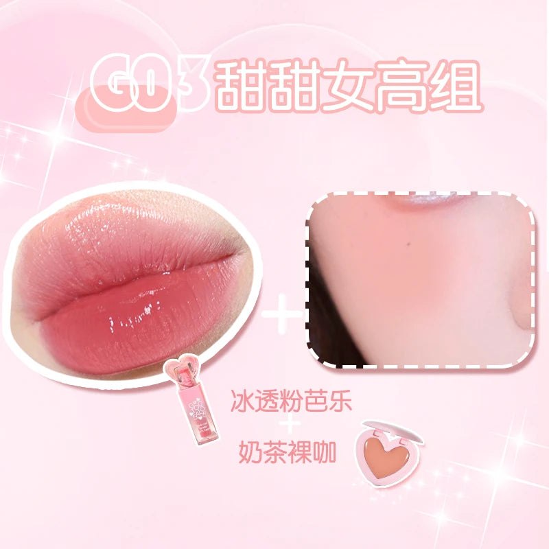 Gogotales Love at First Sight Lip Gloss Blush Cream Set