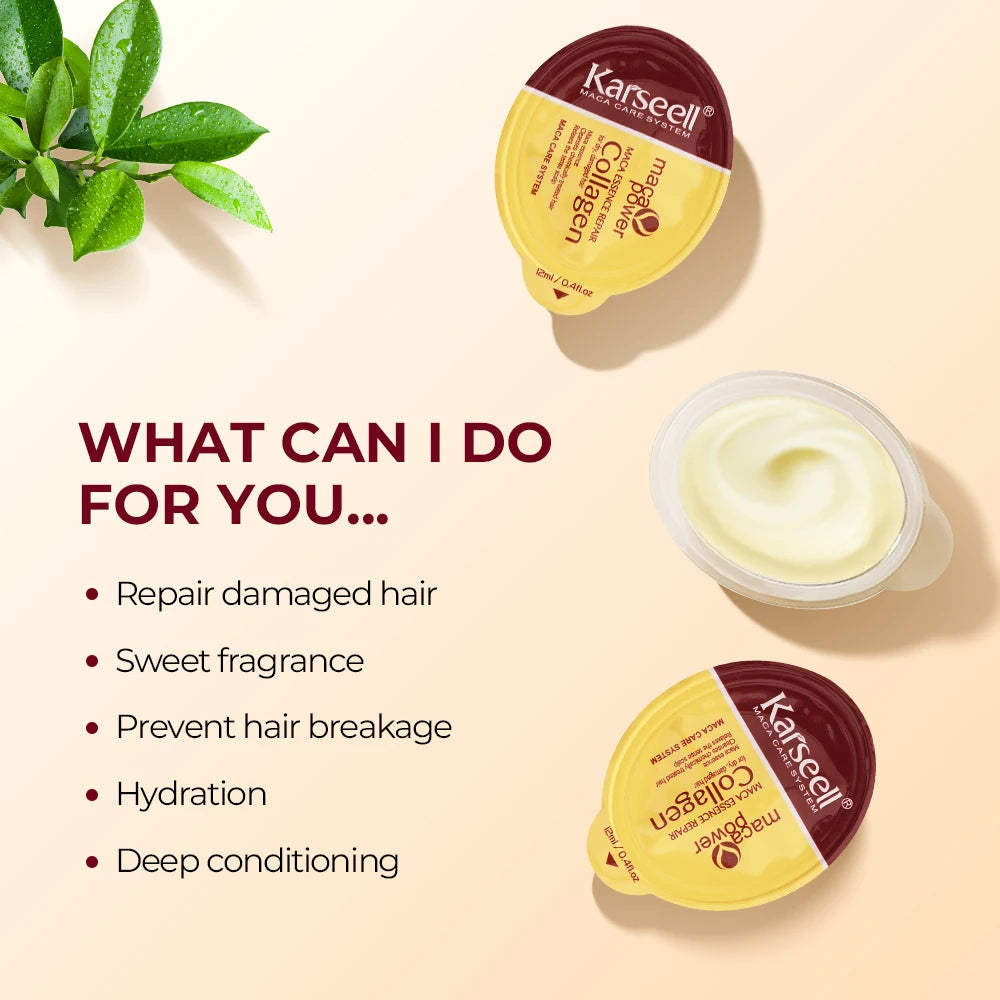Karseell 8 Pack Collagen Hair Mask – Trattamento Rigenerante per Capelli Secchi e Danneggiati